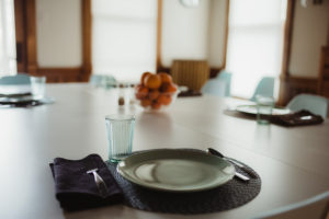 plates and silverware on a table