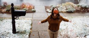 woman outside in snow
