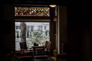 Chairs sitting in front of window